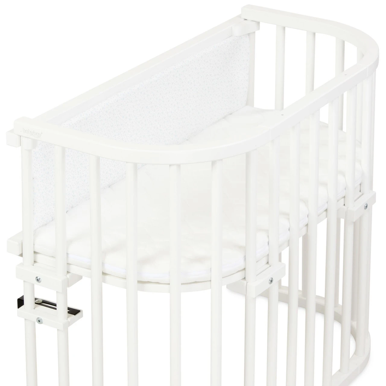 Babybay Gitterschutz Organic Cotton Für Verschlussgitter Alle Modelle, Weiß Glitzersterne Diamantblau 5 Babybay Gitterschutz Organic Cotton Für Verschlussgitter Alle Modelle, Weiß Glitzersterne Diamantblau – Bild 3