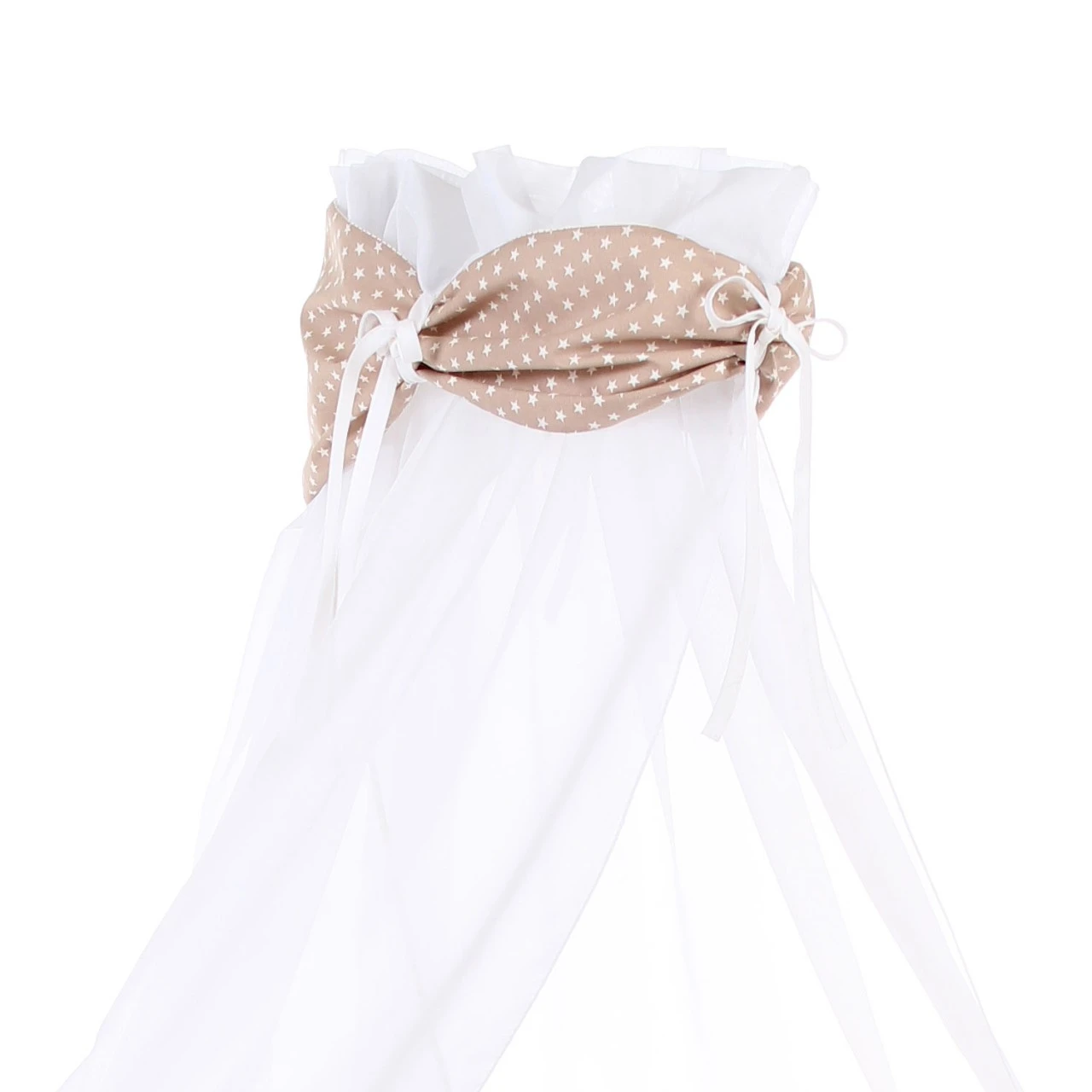 Babybay Himmel Organic Cotton Mit Schleife Passend Für Alle Modelle, Hellbraun Sterne Weiß 4 Babybay Himmel Organic Cotton Mit Schleife Passend Für Alle Modelle, Hellbraun Sterne Weiß – Bild 2