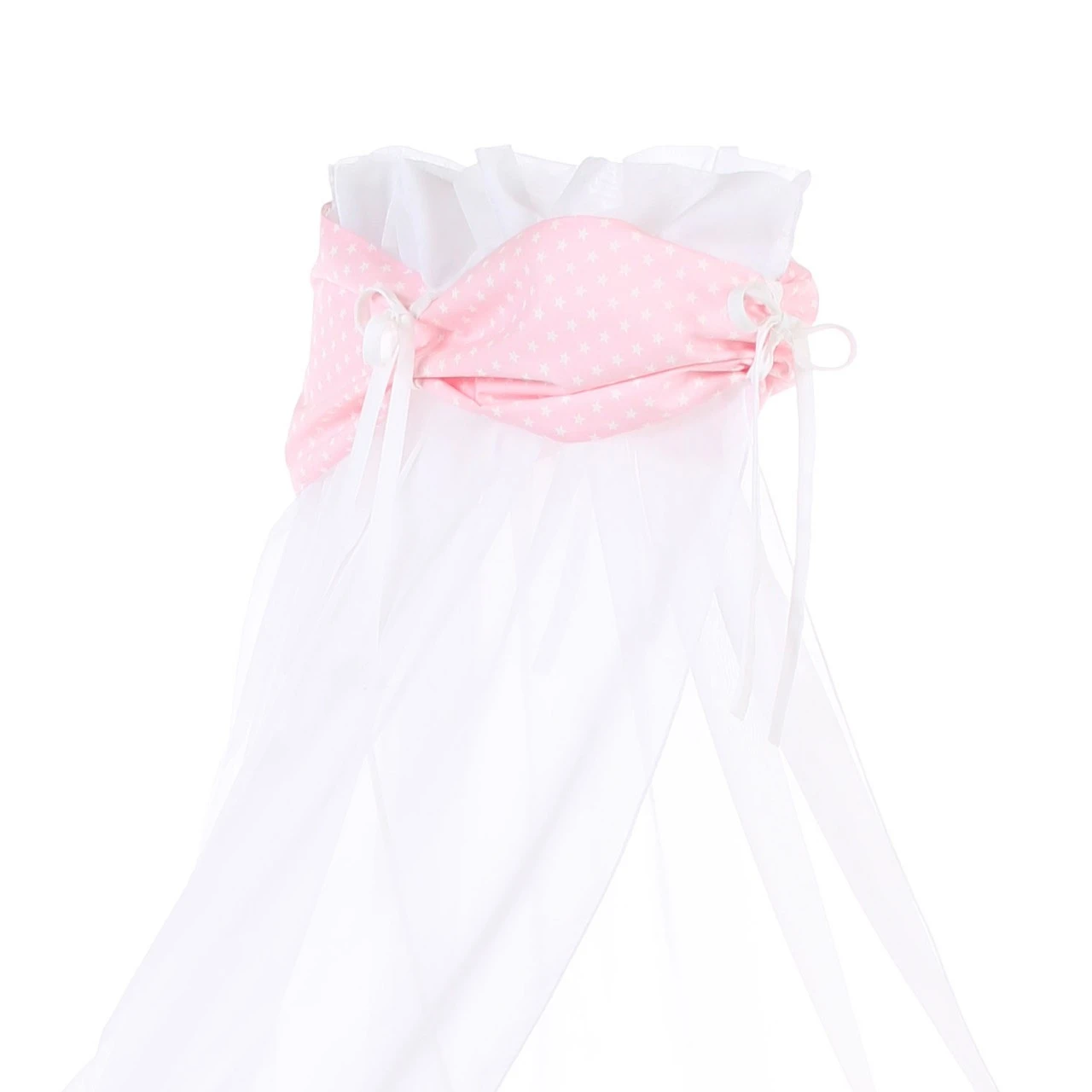 Babybay Himmel Organic Cotton Mit Schleife Passend Für Alle Modelle, Rose Sterne Weiß 4 Babybay Himmel Organic Cotton Mit Schleife Passend Für Alle Modelle, Rose Sterne Weiß – Bild 2