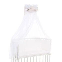 Babybay Himmel Organic Cotton Royal Mit Schleife Passend Für Alle Modelle, Beige Glitzerpunkte Gold