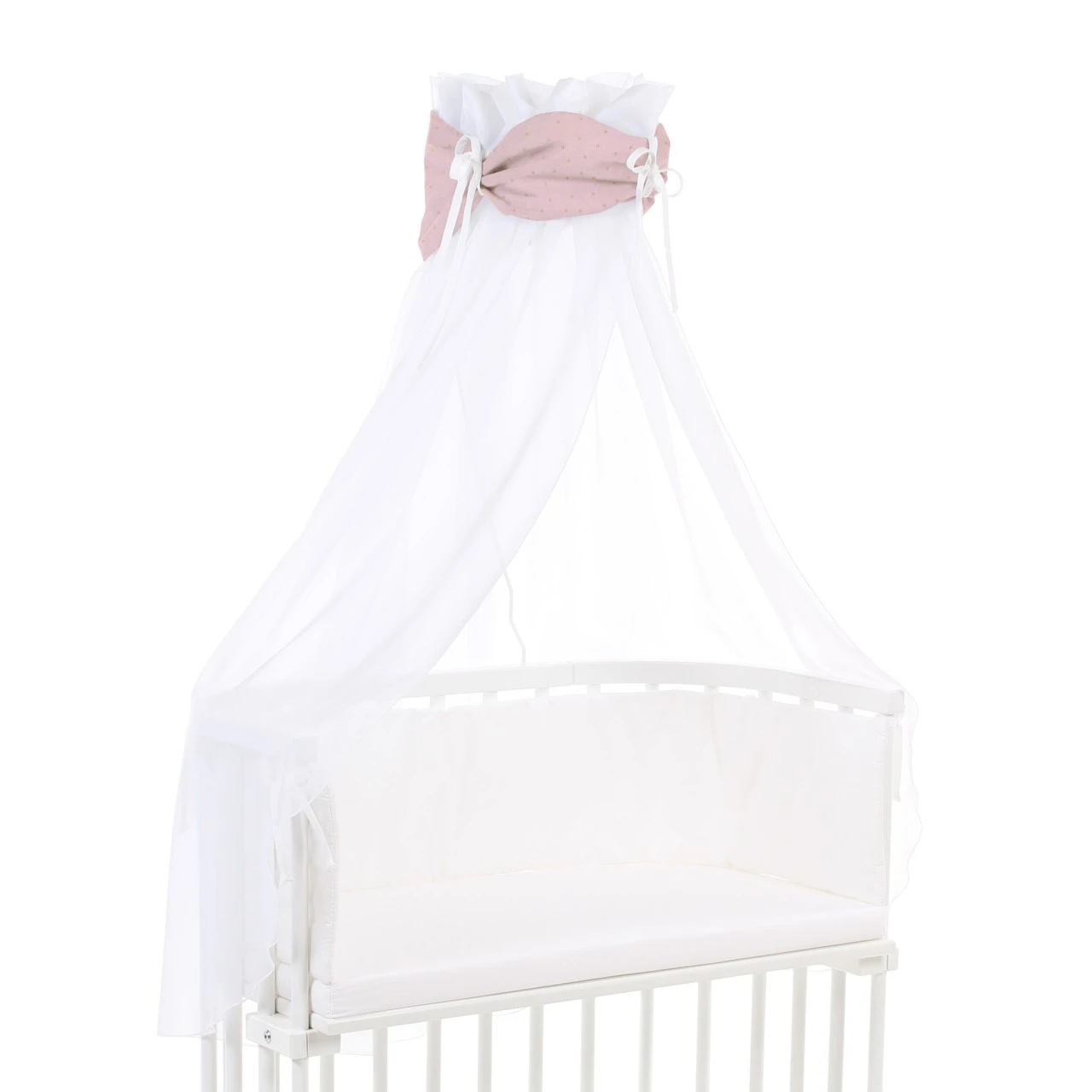 Babybay Himmel Organic Cotton Royal Mit Schleife Passend Für Alle Modelle, Rosé Glitzerpunkte Gold 3 Babybay Himmel Organic Cotton Royal Mit Schleife Passend Für Alle Modelle, Rosé Glitzerpunkte Gold