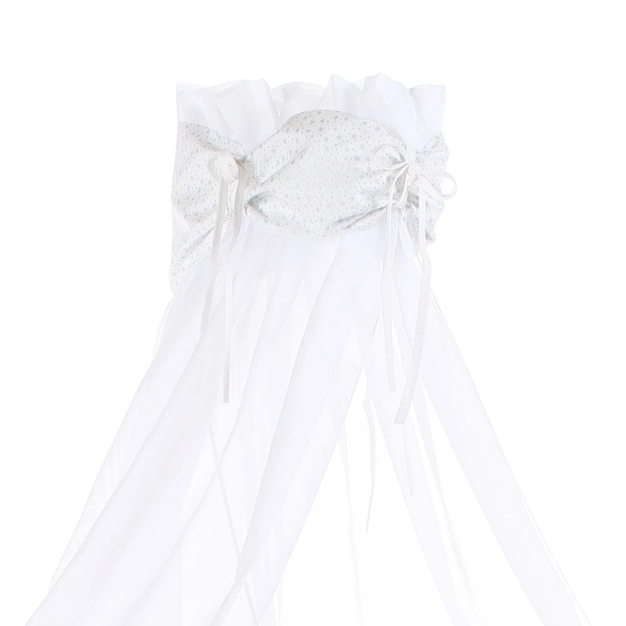 Babybay Himmel Organic Cotton Mit Schleife Passend Für Alle Modelle, Weiß Glitzersterne Diamantblau 4 Babybay Himmel Organic Cotton Mit Schleife Passend Für Alle Modelle, Weiß Glitzersterne Diamantblau – Bild 2