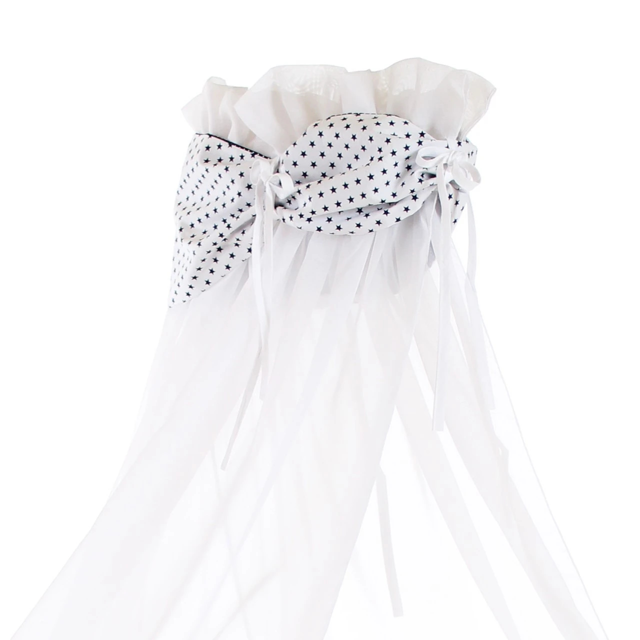 Babybay Himmel Organic Cotton Mit Schleife Passend Für Alle Modelle, Weiß Sterne Blau 4 Babybay Himmel Organic Cotton Mit Schleife Passend Für Alle Modelle, Weiß Sterne Blau – Bild 2