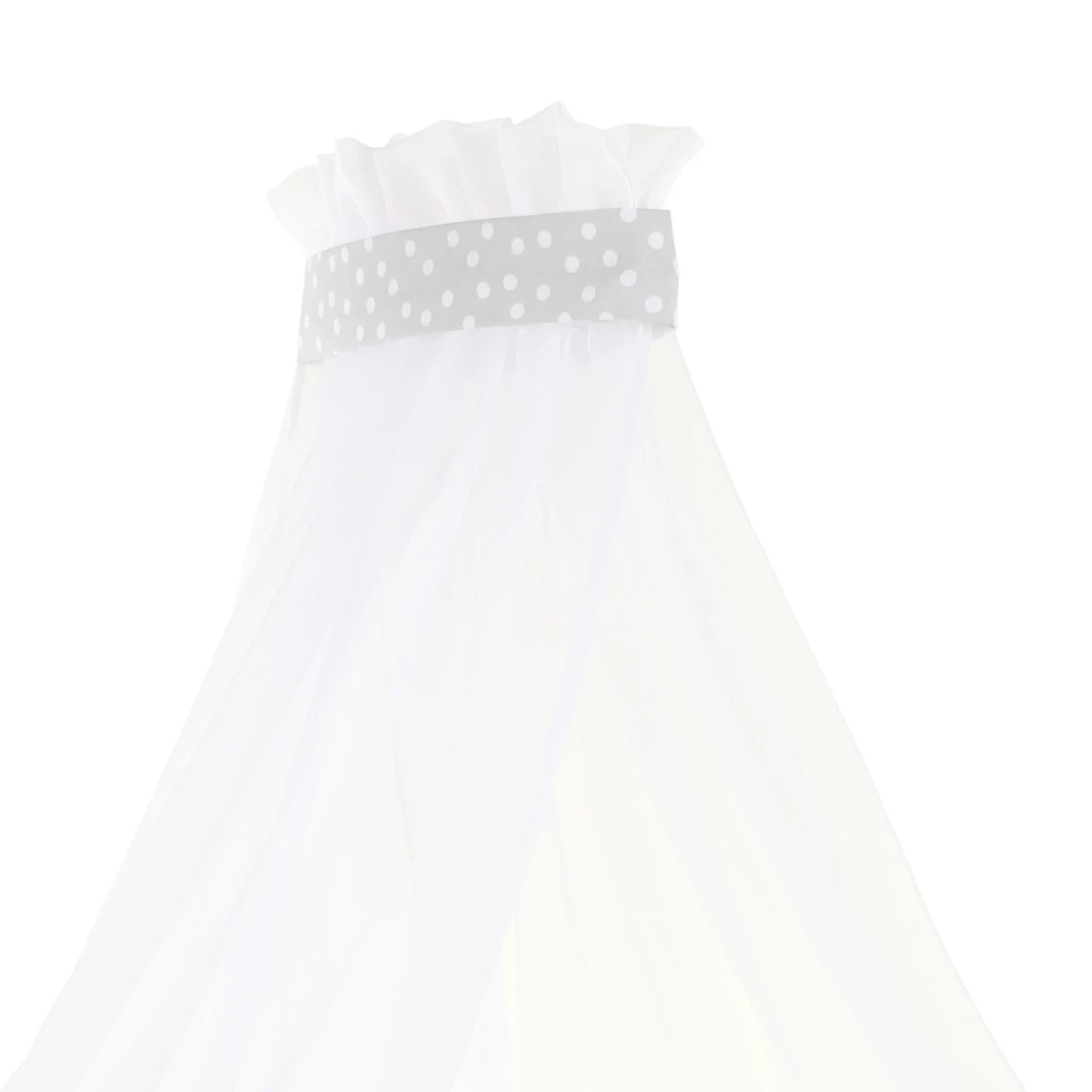 Babybay Himmel Piqué Mit Band Passend Für Alle Modelle, Perlgrau Punkte Weiß 4 Babybay Himmel Piqué Mit Band Passend Für Alle Modelle, Perlgrau Punkte Weiß – Bild 3