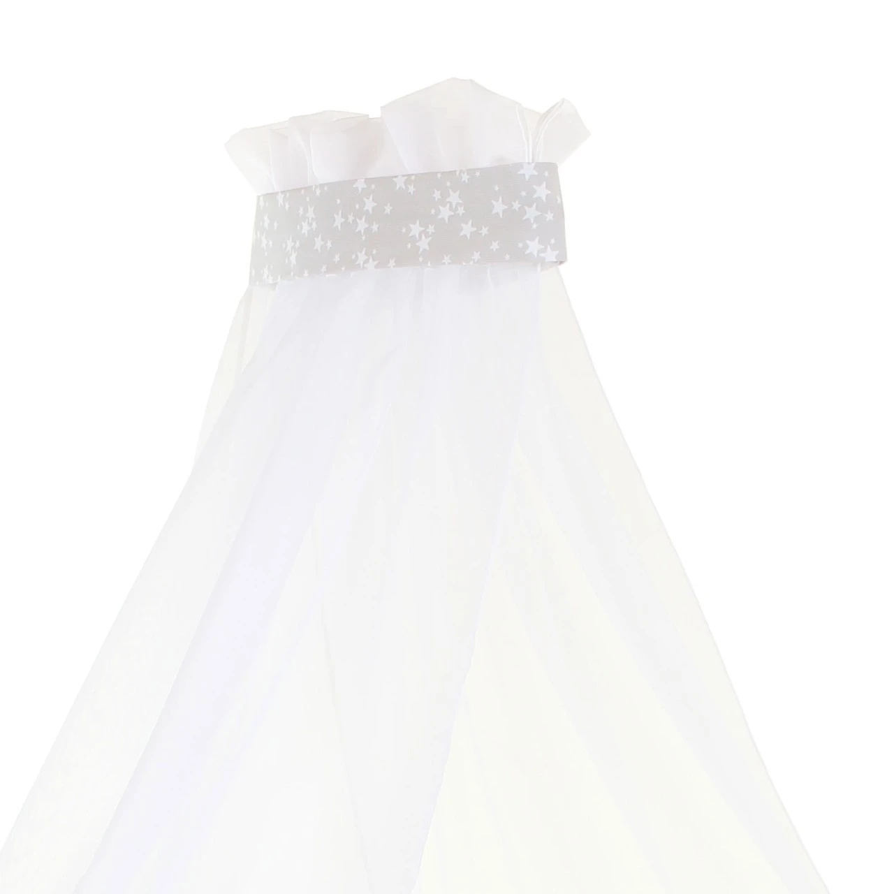 Babybay Himmel Piqué Mit Band Passend Für Alle Modelle, Perlgrau Sterne Weiß 5 Babybay Himmel Piqué Mit Band Passend Für Alle Modelle, Perlgrau Sterne Weiß – Bild 3