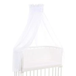 Babybay Himmel Piqué Mit Band Passend Für Alle Modelle, Weiß Sternemix Sand/beere