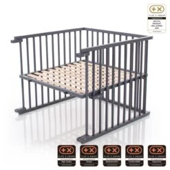 Babybay Kinderbett-Umbausatz Passend Für Modell Maxi Und Boxspring, Schiefergrau Lackiert
