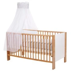 Babybay Kinderbetthimmel Piqué Mit Band Für Applikation Stern Perlgrau Sterne Weiß