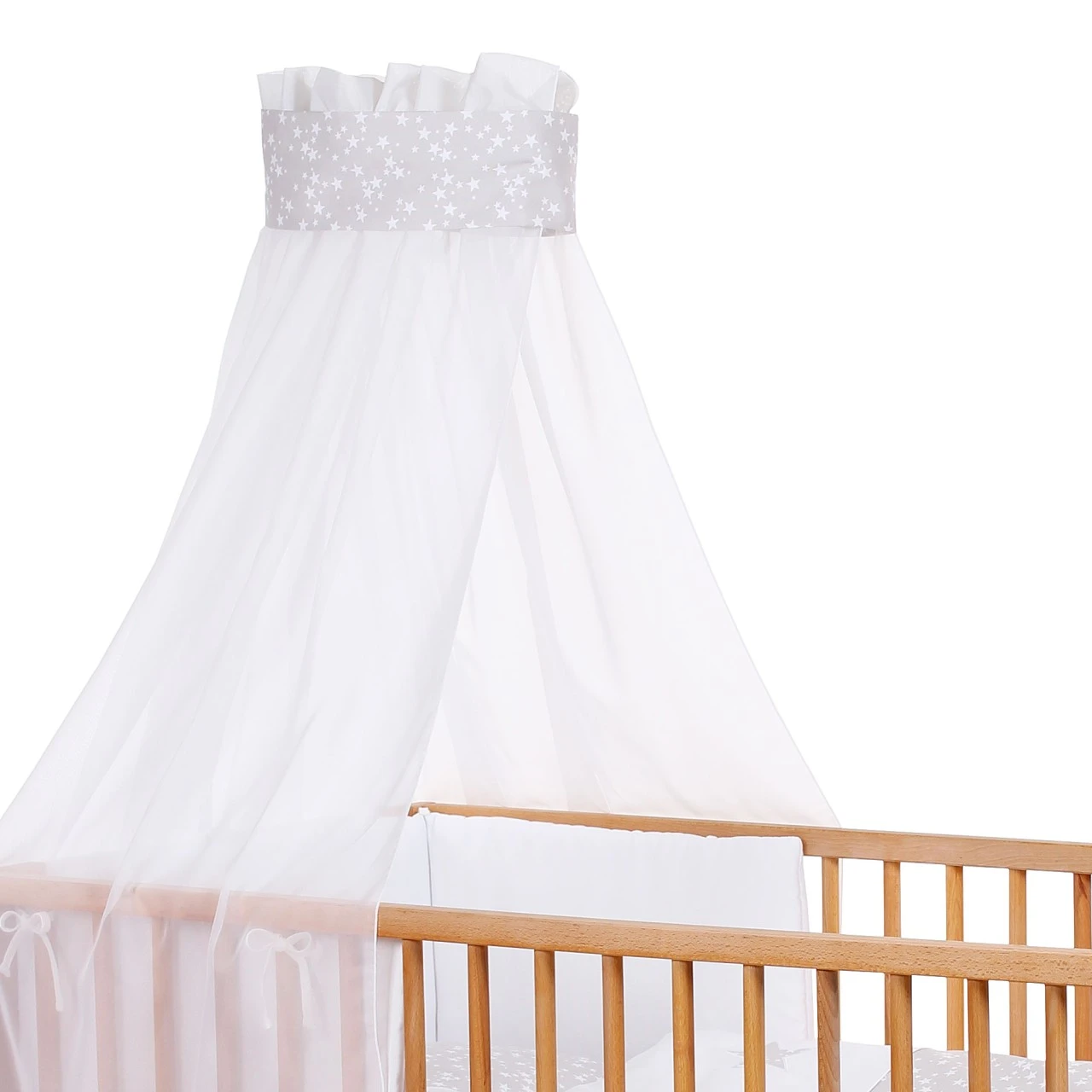 Babybay Kinderbetthimmel Piqué Mit Band Für Applikation Stern Perlgrau Sterne Weiß 4 Babybay Kinderbetthimmel Piqué Mit Band Für Applikation Stern Perlgrau Sterne Weiß – Bild 2