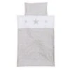 Babybay Kinderbettwäsche Piqué, Perlgrau Sterne Weiß Mit Applikation Stern