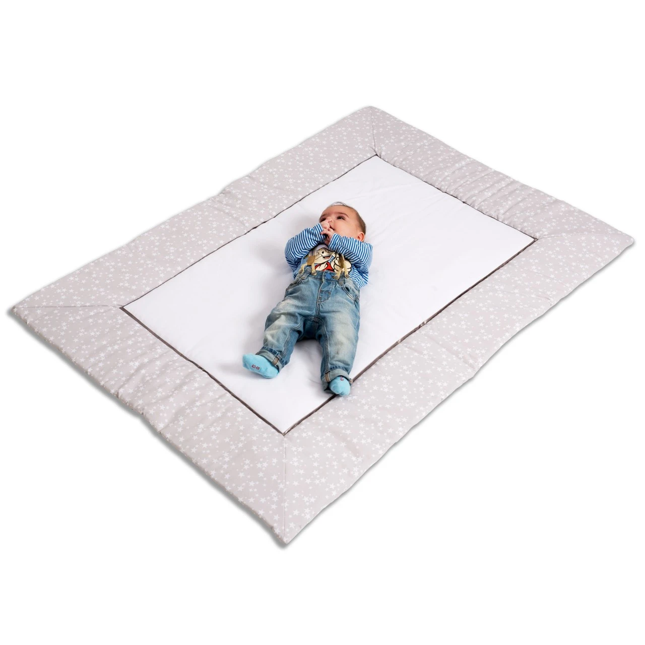 Babybay Krabbeldecke 135x100 Cm, Weiß/perlgrau Sterne Weiß 6 Babybay Krabbeldecke 135x100 Cm, Weiß/perlgrau Sterne Weiß – Bild 4