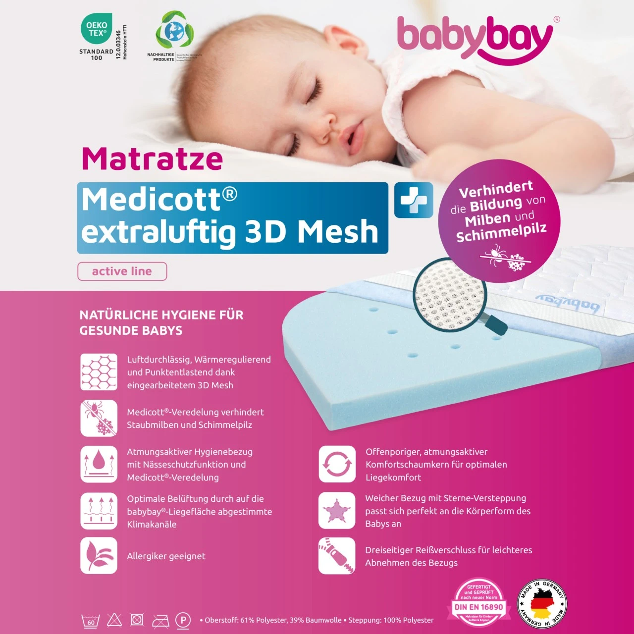 Babybay Matratze MediTex® Extraluftig 3D Mesh Passend Für Modell Maxi, Boxspring Und Comfort Plus 11 Babybay Matratze MediTex® Extraluftig 3D Mesh Passend Für Modell Maxi, Boxspring Und Comfort Plus – Bild 9