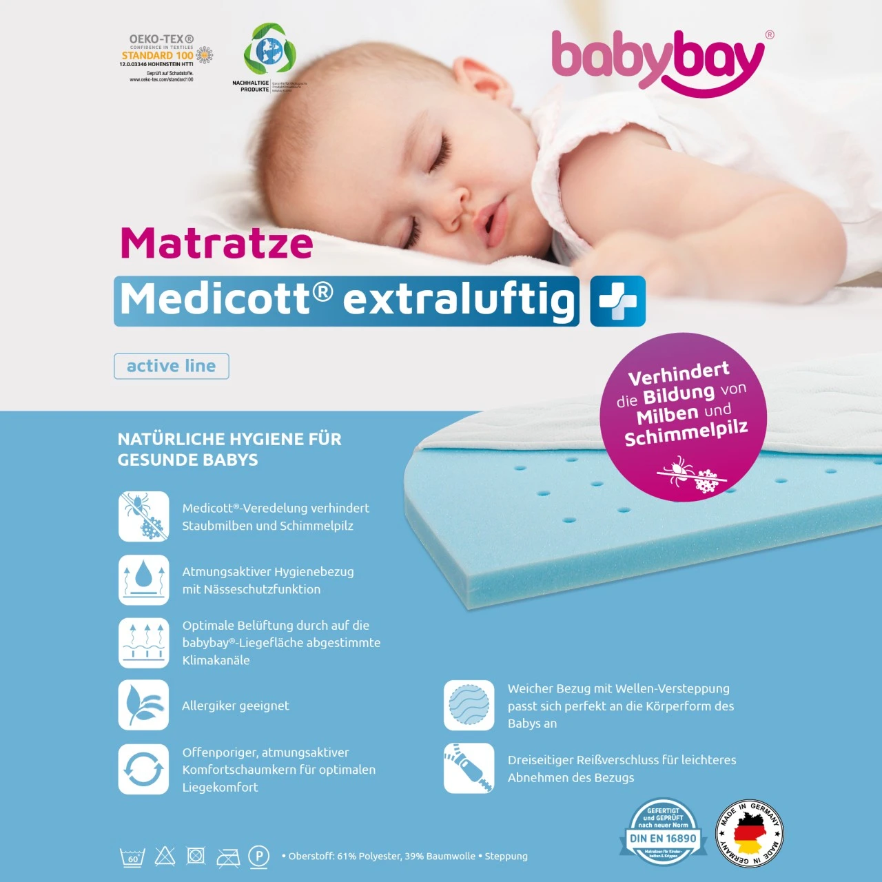 Babybay Matratze MediTex® Extraluftig Passend Für Modell Midi Und Mini 11 Babybay Matratze MediTex® Extraluftig Passend Für Modell Midi Und Mini – Bild 9