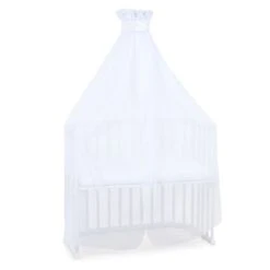 Babybay Moskitoschutz Und Himmel Piqué Mit Band Passend Für Alle Modelle Bis 96 Cm Länge, Weiß Sternemix Sand/azurblau