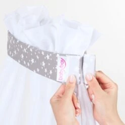 Babybay Moskitoschutz Und Himmel Piqué Mit Band Passend Für Alle Modelle Bis 96 Cm Länge, Taupe Sterne Weiß -Baby Produkte Geschäft babybay moskitoschutz himmel pique taupe sterne weiss 160427 004 1280x1280