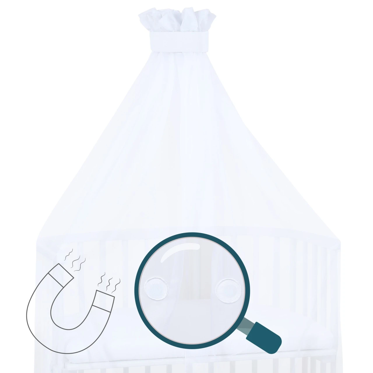 Babybay Moskitoschutz Und Himmel Piqué Mit Band Passend Für Alle Modelle Bis 96 Cm Länge, Weiß 7 Babybay Moskitoschutz Und Himmel Piqué Mit Band Passend Für Alle Modelle Bis 96 Cm Länge, Weiß – Bild 5