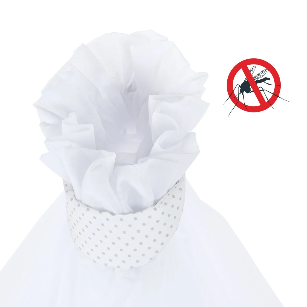 Babybay Moskitoschutz Und Himmel Piqué Mit Band Passend Für Alle Modelle Bis 96 Cm Länge, Weiß Punkte Perlgrau 5 Babybay Moskitoschutz Und Himmel Piqué Mit Band Passend Für Alle Modelle Bis 96 Cm Länge, Weiß Punkte Perlgrau – Bild 3