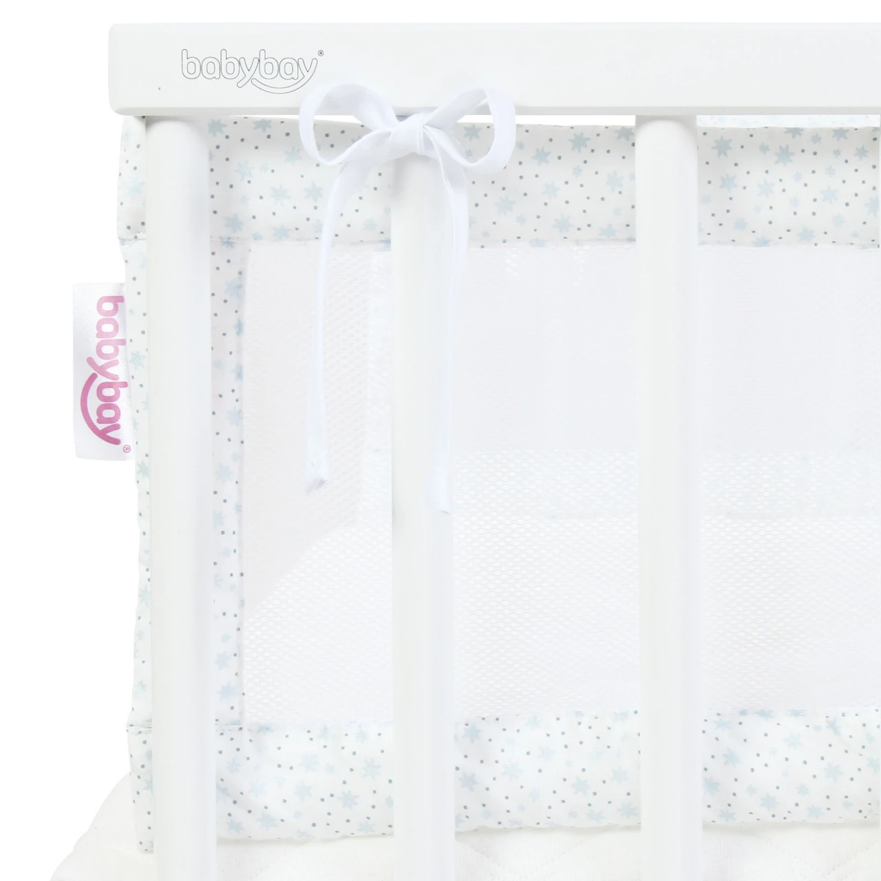 Babybay Nestchen Mesh Passend Für Modell Maxi, Boxspring, Comfort Und Comfort Plus, Weiß Glitzersterne Diamantblau 5 Babybay Nestchen Mesh Passend Für Modell Maxi, Boxspring, Comfort Und Comfort Plus, Weiß Glitzersterne Diamantblau – Bild 3