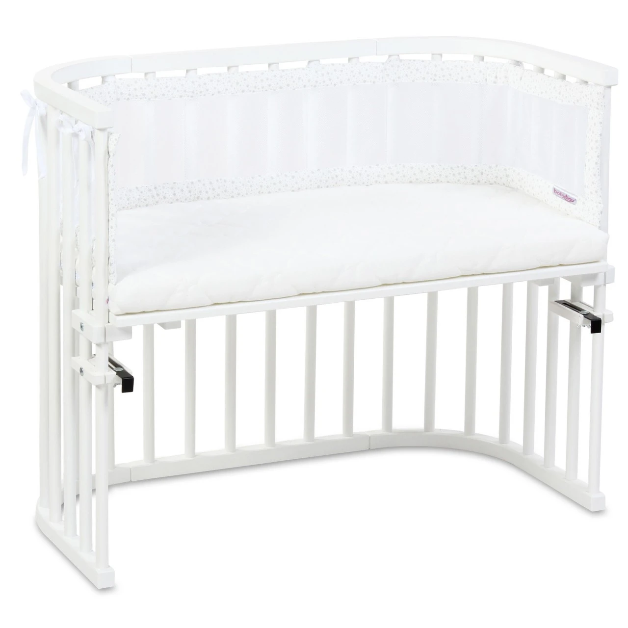 Babybay Nestchen Mesh Passend Für Modell Original, Weiß Glitzersterne Silber 7 Babybay Nestchen Mesh Passend Für Modell Original, Weiß Glitzersterne Silber – Bild 5