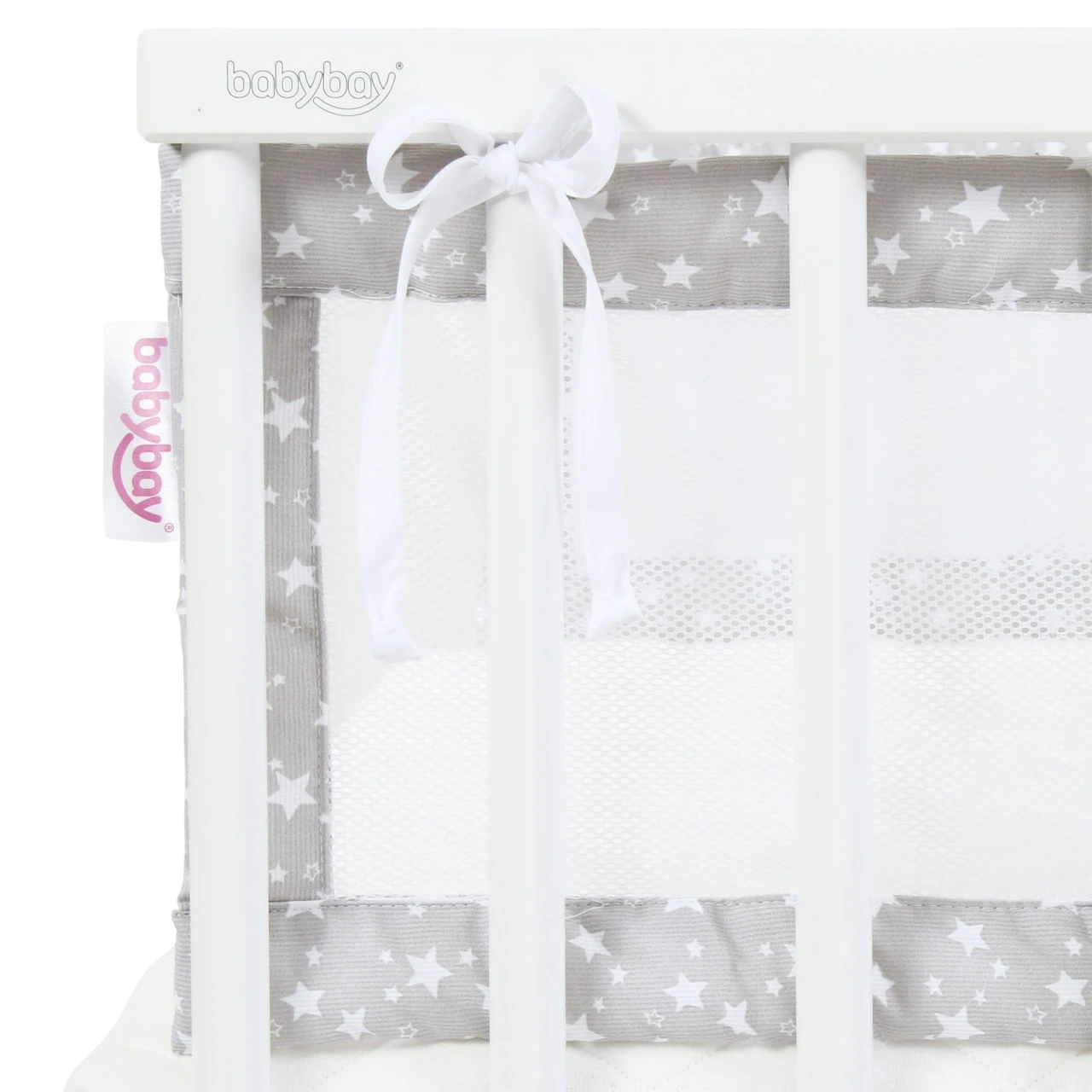 Babybay Nestchen Mesh-Piqué Passend Für Modell Boxspring XXL, Perlgrau Sterne Weiß 5 Babybay Nestchen Mesh-Piqué Passend Für Modell Boxspring XXL, Perlgrau Sterne Weiß – Bild 3