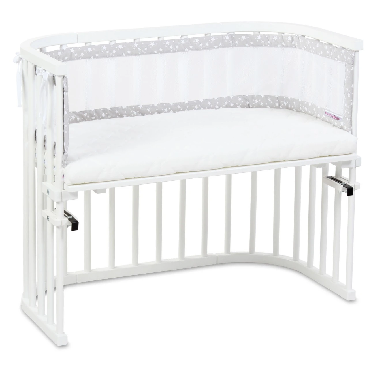Babybay Nestchen Mesh-Piqué Passend Für Modell Boxspring XXL, Perlgrau Sterne Weiß 7 Babybay Nestchen Mesh-Piqué Passend Für Modell Boxspring XXL, Perlgrau Sterne Weiß – Bild 5