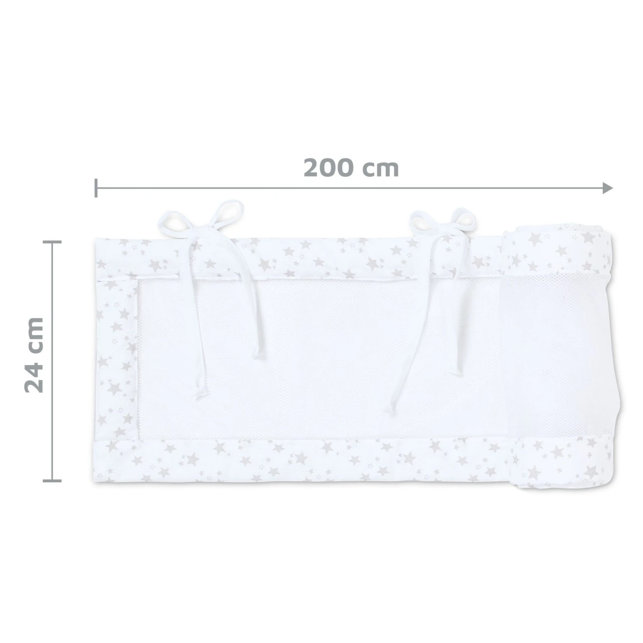 Babybay Nestchen Mesh-Piqué Passend Für Modell Boxspring XXL, Weiß Sterne Perlgrau 8 Babybay Nestchen Mesh-Piqué Passend Für Modell Boxspring XXL, Weiß Sterne Perlgrau – Bild 6