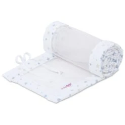 Baby Produkte Geschäft 13 Babybay Nestchen Mesh-Piqué Passend Für Modell Boxspring XXL, Weiß Sternemix Sand/azurblau