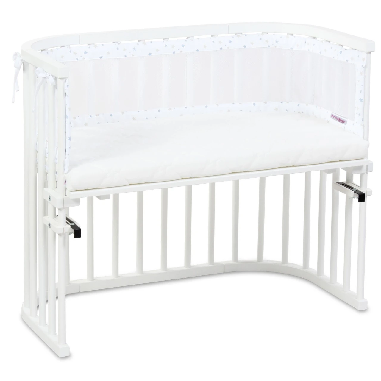 Babybay Nestchen Mesh-Piqué Passend Für Modell Boxspring XXL, Weiß Sternemix Sand/azurblau 7 Babybay Nestchen Mesh-Piqué Passend Für Modell Boxspring XXL, Weiß Sternemix Sand/azurblau – Bild 5