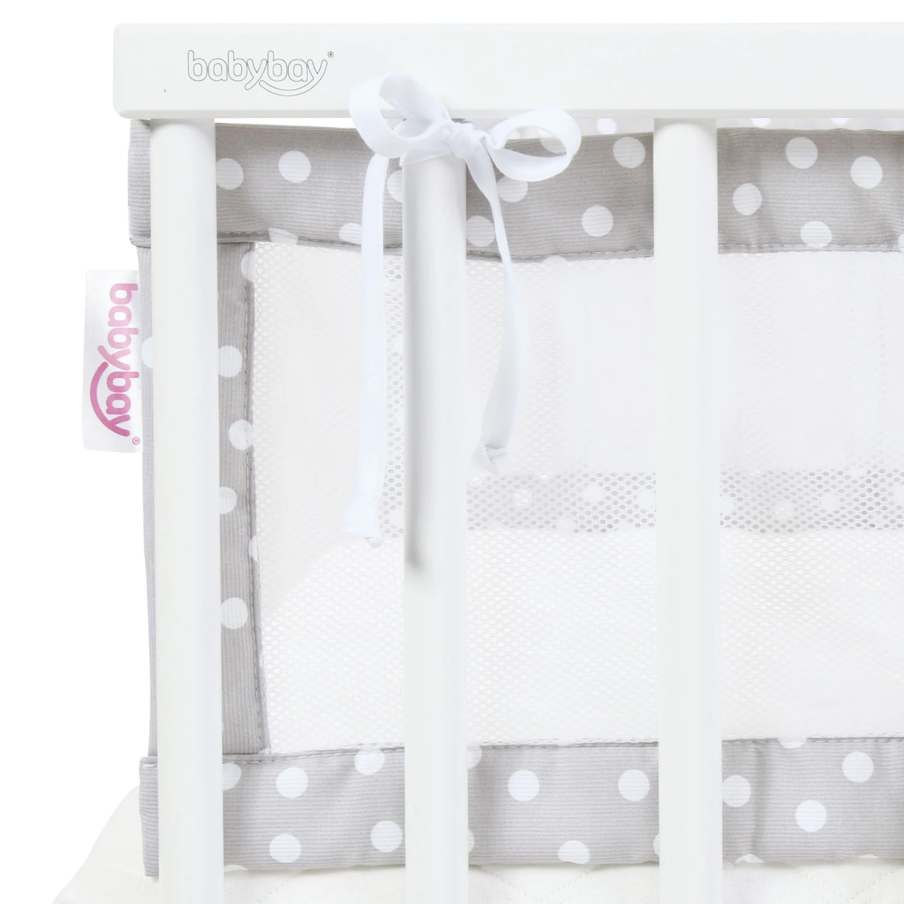 Babybay Nestchen Mesh-Piqué Passend Für Modell Maxi, Boxspring, Comfort Und Comfort Plus, Perlgrau Punkte Weiß 5 Babybay Nestchen Mesh-Piqué Passend Für Modell Maxi, Boxspring, Comfort Und Comfort Plus, Perlgrau Punkte Weiß – Bild 3