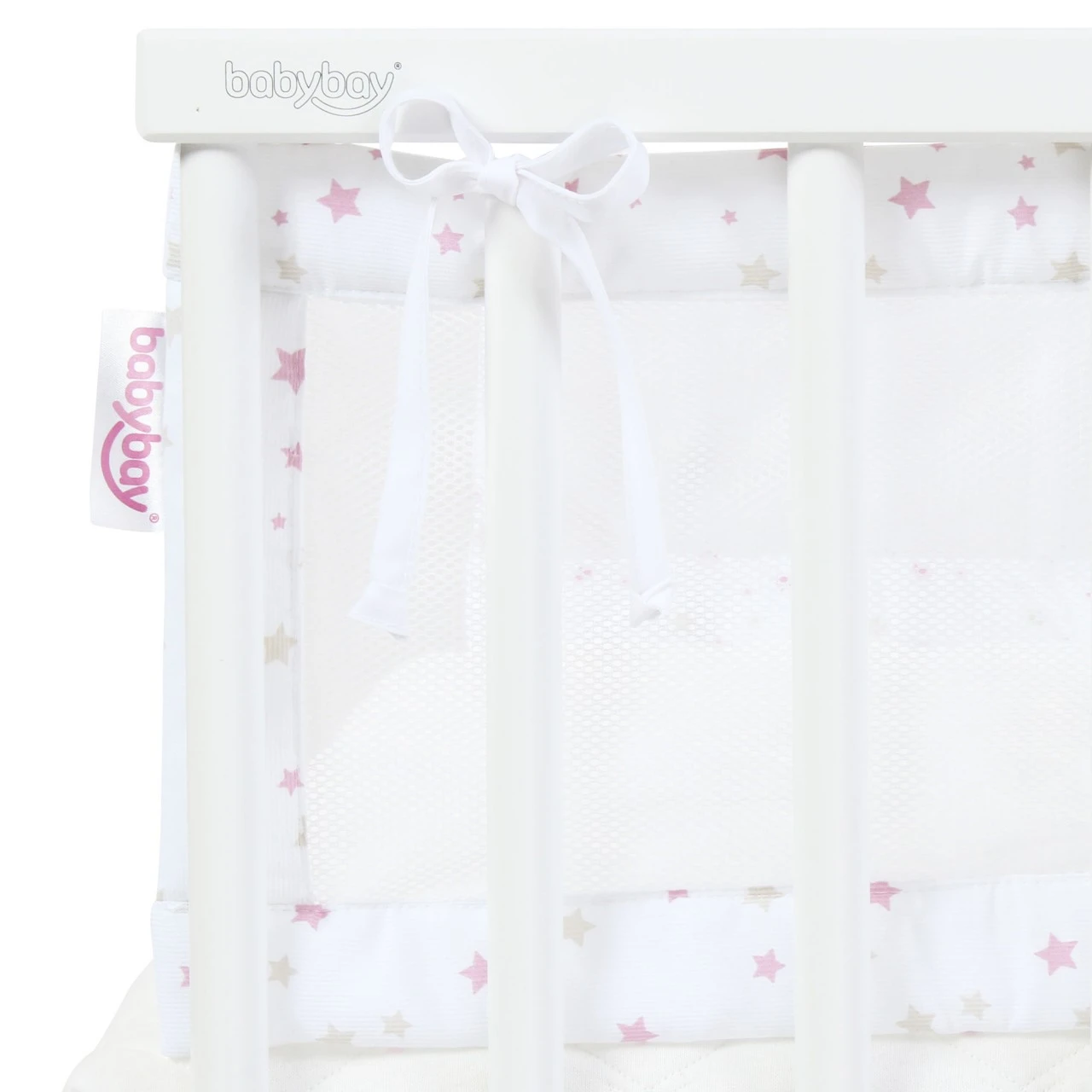 Babybay Nestchen Mesh-Piqué Passend Für Modell Maxi, Boxspring, Comfort Und Comfort Plus, Weiß Sternemix Sand/beere 5 Babybay Nestchen Mesh-Piqué Passend Für Modell Maxi, Boxspring, Comfort Und Comfort Plus, Weiß Sternemix Sand/beere – Bild 3