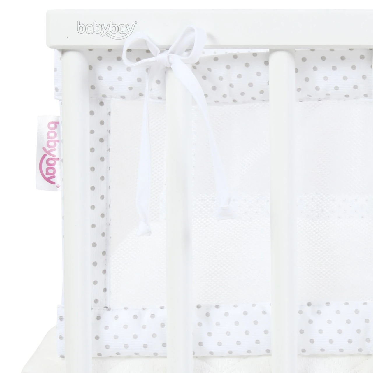 Babybay Nestchen Mesh-Piqué Passend Für Modell Maxi, Boxspring, Comfort Und Comfort Plus, Weiß Punkte Perlgrau 5 Babybay Nestchen Mesh-Piqué Passend Für Modell Maxi, Boxspring, Comfort Und Comfort Plus, Weiß Punkte Perlgrau – Bild 3