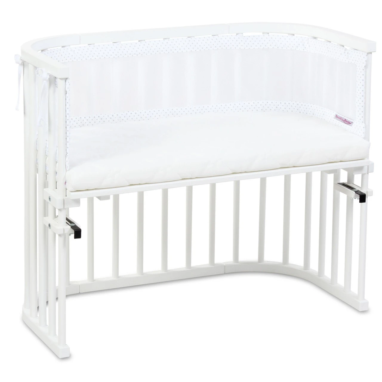 Babybay Nestchen Mesh-Piqué Passend Für Modell Maxi, Boxspring, Comfort Und Comfort Plus, Weiß Punkte Perlgrau 7 Babybay Nestchen Mesh-Piqué Passend Für Modell Maxi, Boxspring, Comfort Und Comfort Plus, Weiß Punkte Perlgrau – Bild 5