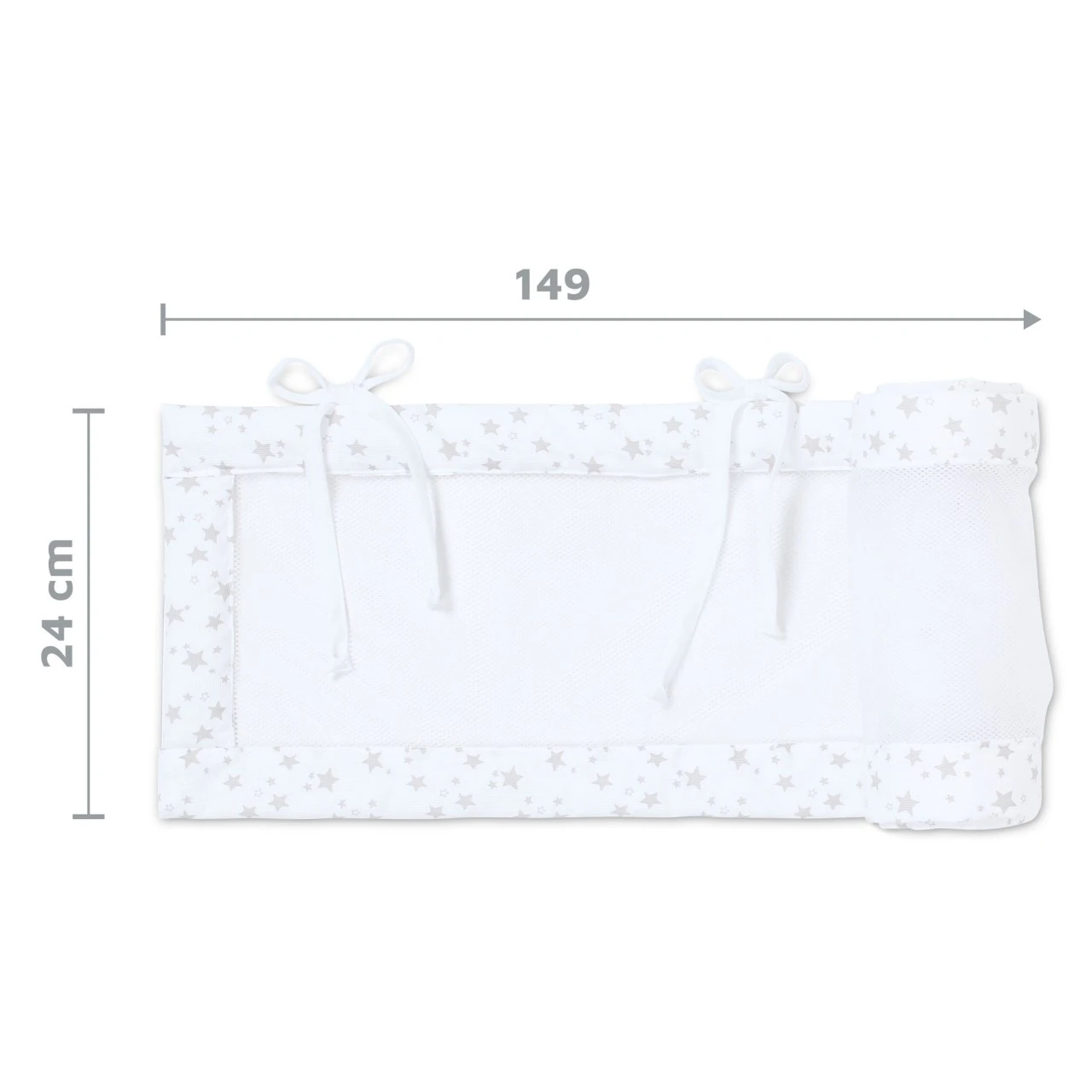 Babybay Nestchen Mesh-Piqué Passend Für Modell Original, Weiß Sterne Perlgrau 8 Babybay Nestchen Mesh-Piqué Passend Für Modell Original, Weiß Sterne Perlgrau – Bild 6