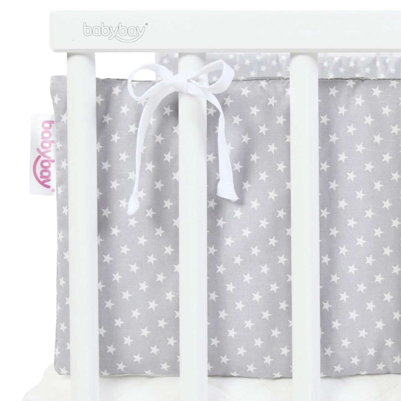Babybay Nestchen Organic Cotton Passend Für Modell Boxspring XXL, Lichtgrau Sterne Weiß 5 Babybay Nestchen Organic Cotton Passend Für Modell Boxspring XXL, Lichtgrau Sterne Weiß – Bild 3