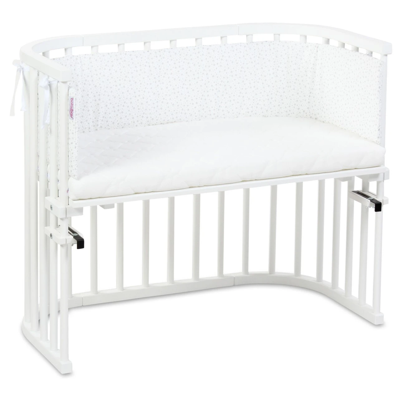 Babybay Nestchen Organic Cotton Passend Für Modell Boxspring XXL, Weiß Glitzersterne Silber 7 Babybay Nestchen Organic Cotton Passend Für Modell Boxspring XXL, Weiß Glitzersterne Silber – Bild 5