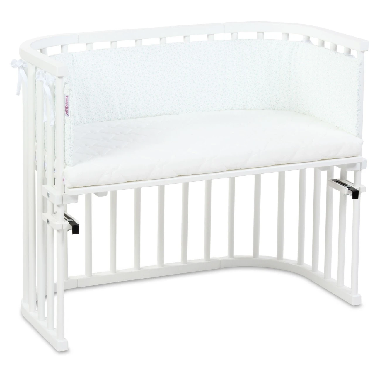 Babybay Nestchen Organic Cotton Passend Für Modell Maxi, Boxspring, Comfort Und Comfort Plus, Weiß Glitzersterne Mint 7 Babybay Nestchen Organic Cotton Passend Für Modell Maxi, Boxspring, Comfort Und Comfort Plus, Weiß Glitzersterne Mint – Bild 5