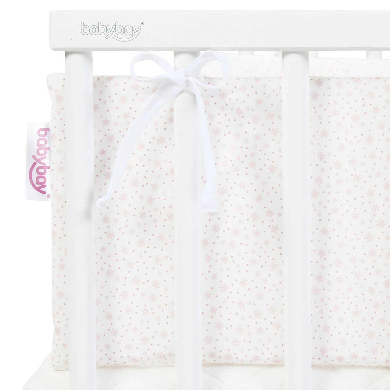 Babybay Nestchen Organic Cotton Passend Für Modell Midi Und Mini, Weiß Glitzersterne Rosé 5 Babybay Nestchen Organic Cotton Passend Für Modell Midi Und Mini, Weiß Glitzersterne Rosé – Bild 3