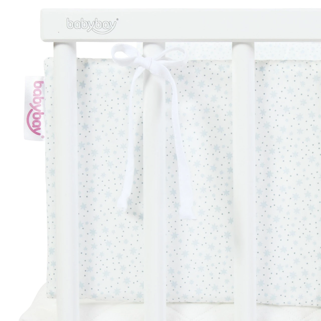 Babybay Nestchen Organic Cotton Passend Für Modell Original, Weiß Glitzersterne Diamantblau 5 Babybay Nestchen Organic Cotton Passend Für Modell Original, Weiß Glitzersterne Diamantblau – Bild 3