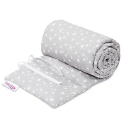 Babybay Nestchen Piqué Passend Für Modell Boxspring XXL, Perlgrau Sterne Weiß