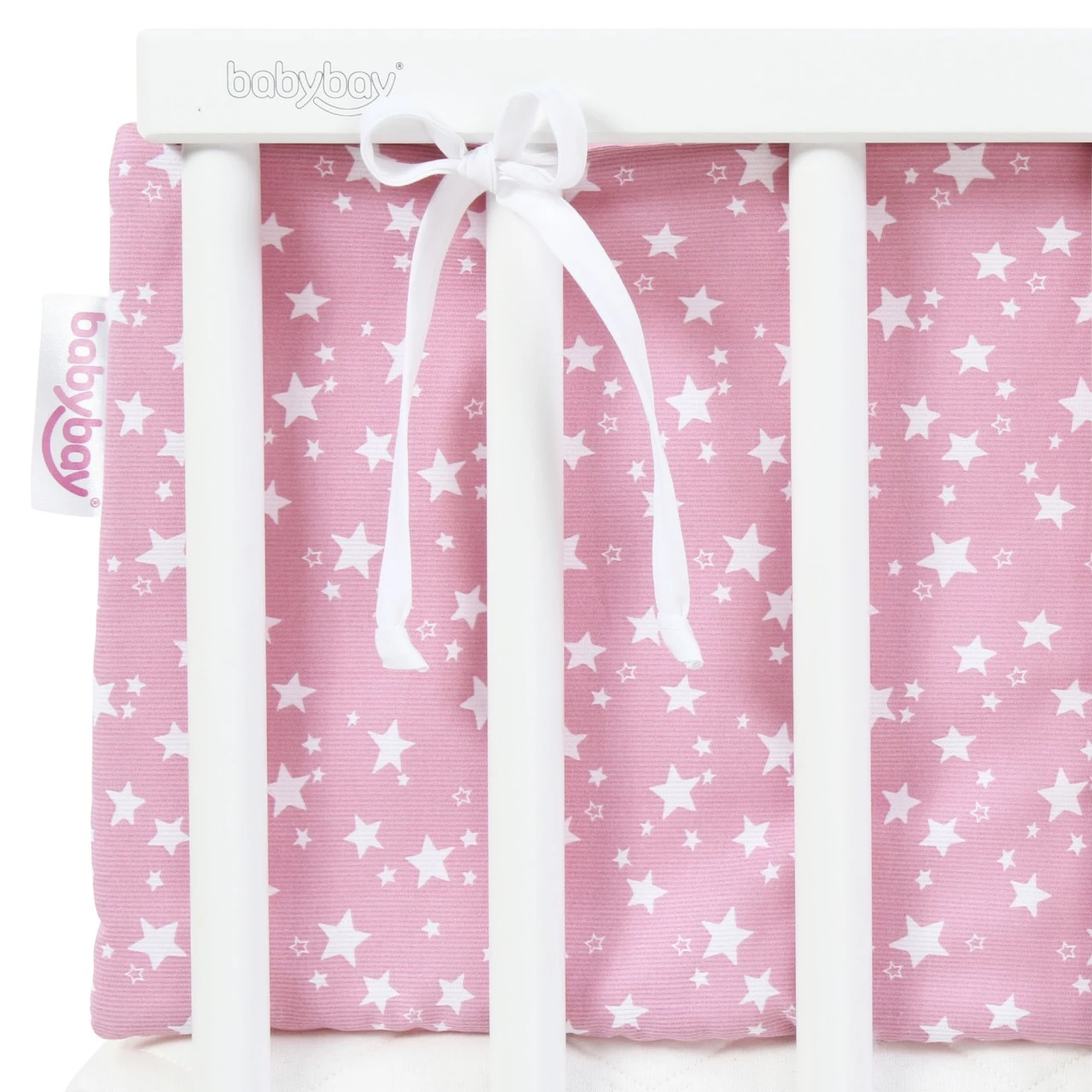 Babybay Nestchen Piqué Passend Für Modell Maxi, Boxspring, Comfort Und Comfort Plus, Beere Sterne Weiß 5 Babybay Nestchen Piqué Passend Für Modell Maxi, Boxspring, Comfort Und Comfort Plus, Beere Sterne Weiß – Bild 3