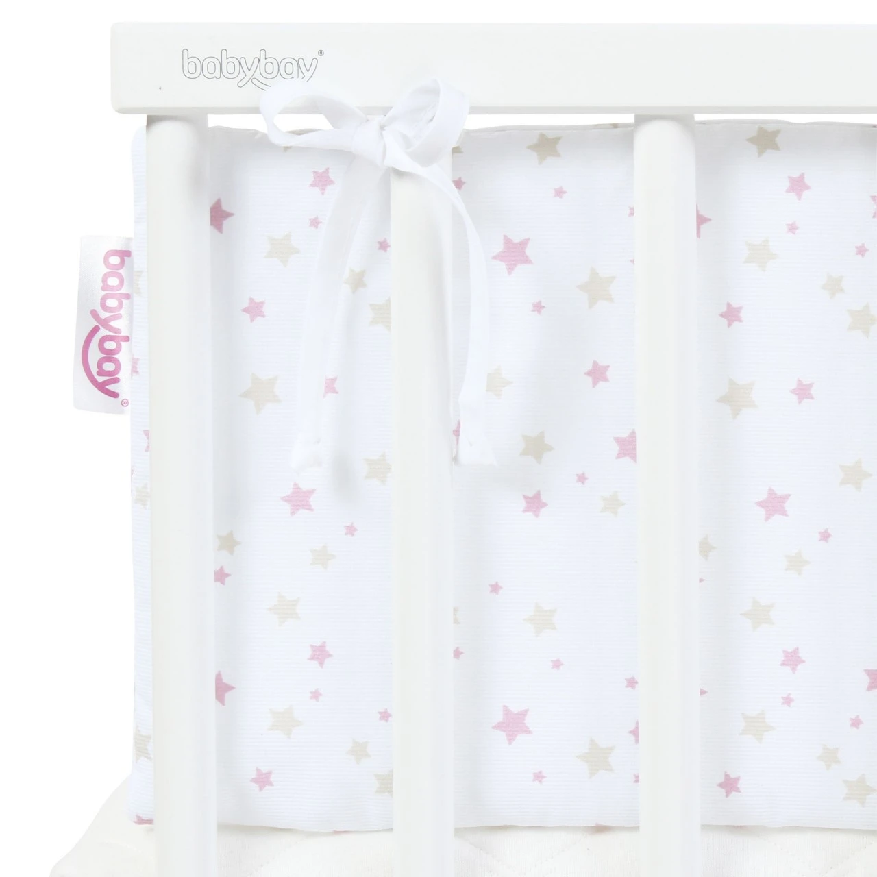 Babybay Nestchen Piqué Passend Für Modell Maxi, Boxspring, Comfort Und Comfort Plus, Weiß Sternemix Sand/beere 5 Babybay Nestchen Piqué Passend Für Modell Maxi, Boxspring, Comfort Und Comfort Plus, Weiß Sternemix Sand/beere – Bild 3