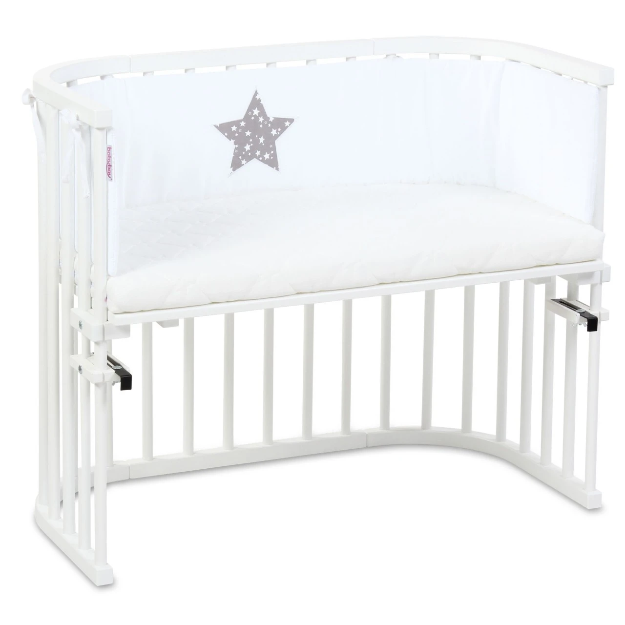 Babybay Nestchen Piqué Passend Für Modell Maxi, Boxspring, Comfort Und Comfort Plus, Weiß Applikation Stern Taupe Sterne Weiß 7 Babybay Nestchen Piqué Passend Für Modell Maxi, Boxspring, Comfort Und Comfort Plus, Weiß Applikation Stern Taupe Sterne Weiß – Bild 5