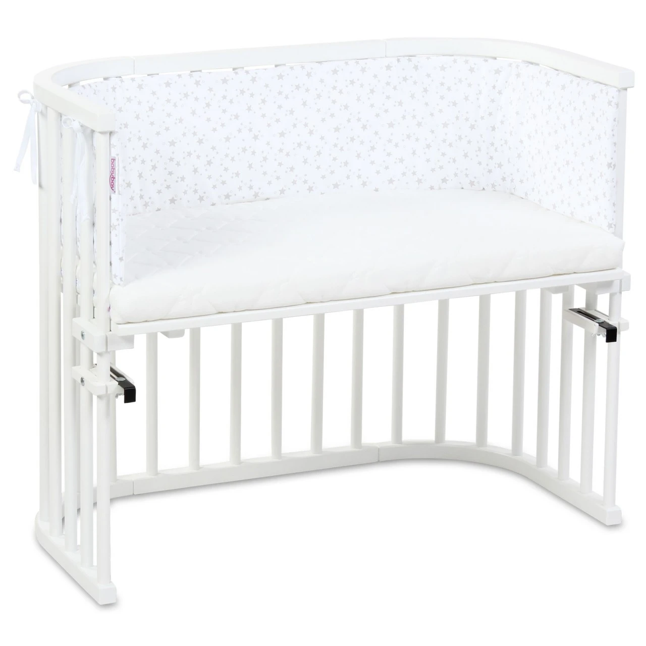 Babybay Nestchen Piqué Passend Für Modell Maxi, Boxspring, Comfort Und Comfort Plus, Weiß Sterne Perlgrau 7 Babybay Nestchen Piqué Passend Für Modell Maxi, Boxspring, Comfort Und Comfort Plus, Weiß Sterne Perlgrau – Bild 5