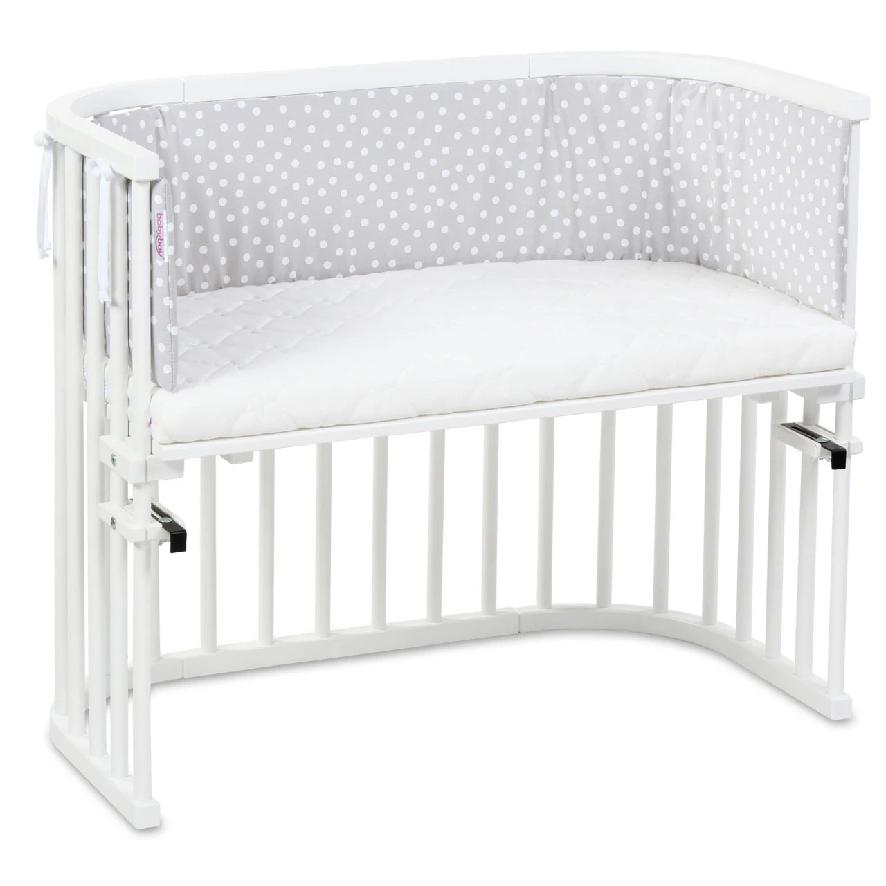 Babybay Nestchen Piqué Passend Für Modell Original, Perlgrau Punkte Weiß 7 Babybay Nestchen Piqué Passend Für Modell Original, Perlgrau Punkte Weiß – Bild 5