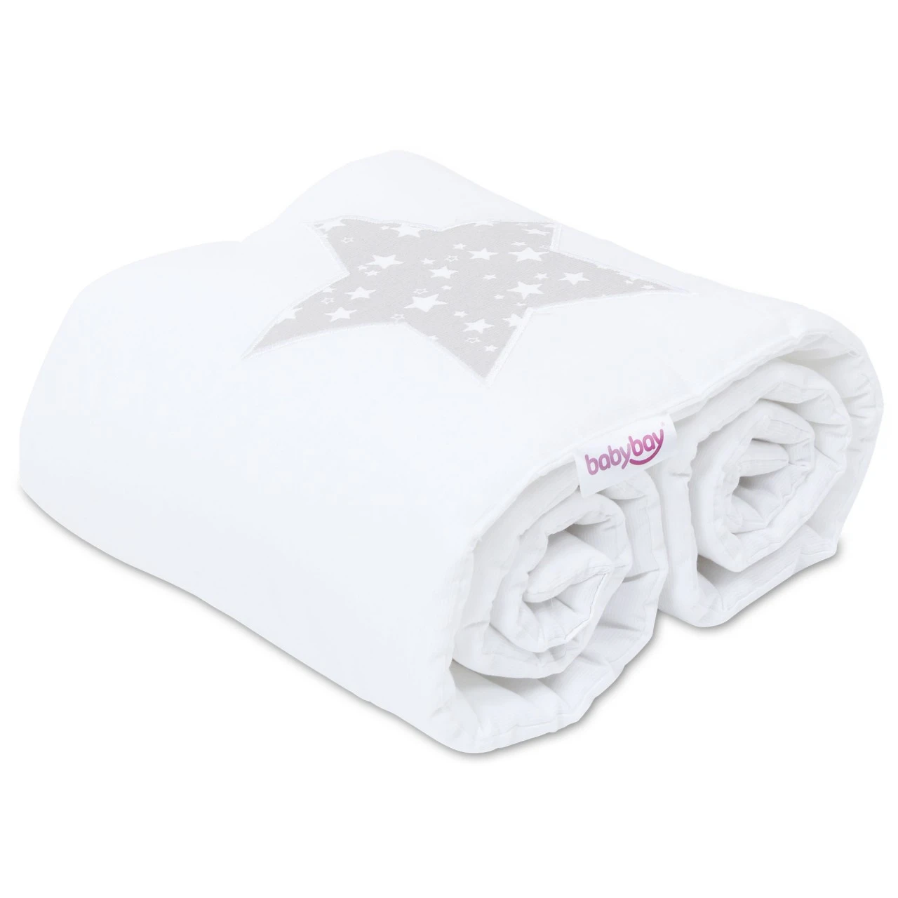 Babybay Nestchen Piqué Passend Für Modell Original, Weiß Applikation Stern Perlgrau Sterne Weiß 3 Babybay Nestchen Piqué Passend Für Modell Original, Weiß Applikation Stern Perlgrau Sterne Weiß