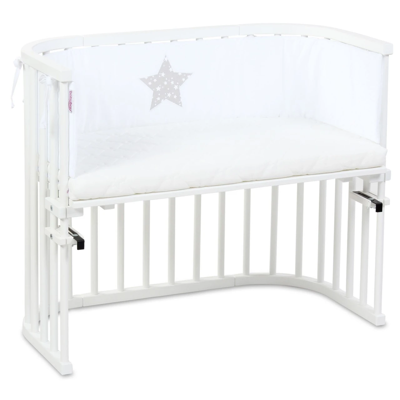 Babybay Nestchen Piqué Passend Für Modell Original, Weiß Applikation Stern Perlgrau Sterne Weiß 7 Babybay Nestchen Piqué Passend Für Modell Original, Weiß Applikation Stern Perlgrau Sterne Weiß – Bild 5