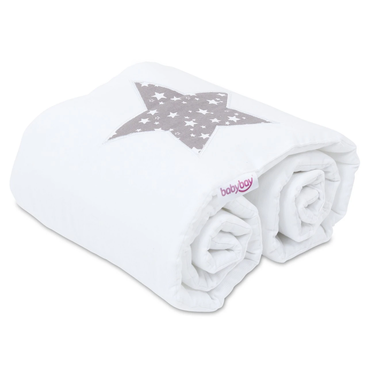 Babybay Nestchen Piqué Passend Für Modell Original, Weiß Applikation Stern Taupe Sterne Weiß 3 Babybay Nestchen Piqué Passend Für Modell Original, Weiß Applikation Stern Taupe Sterne Weiß