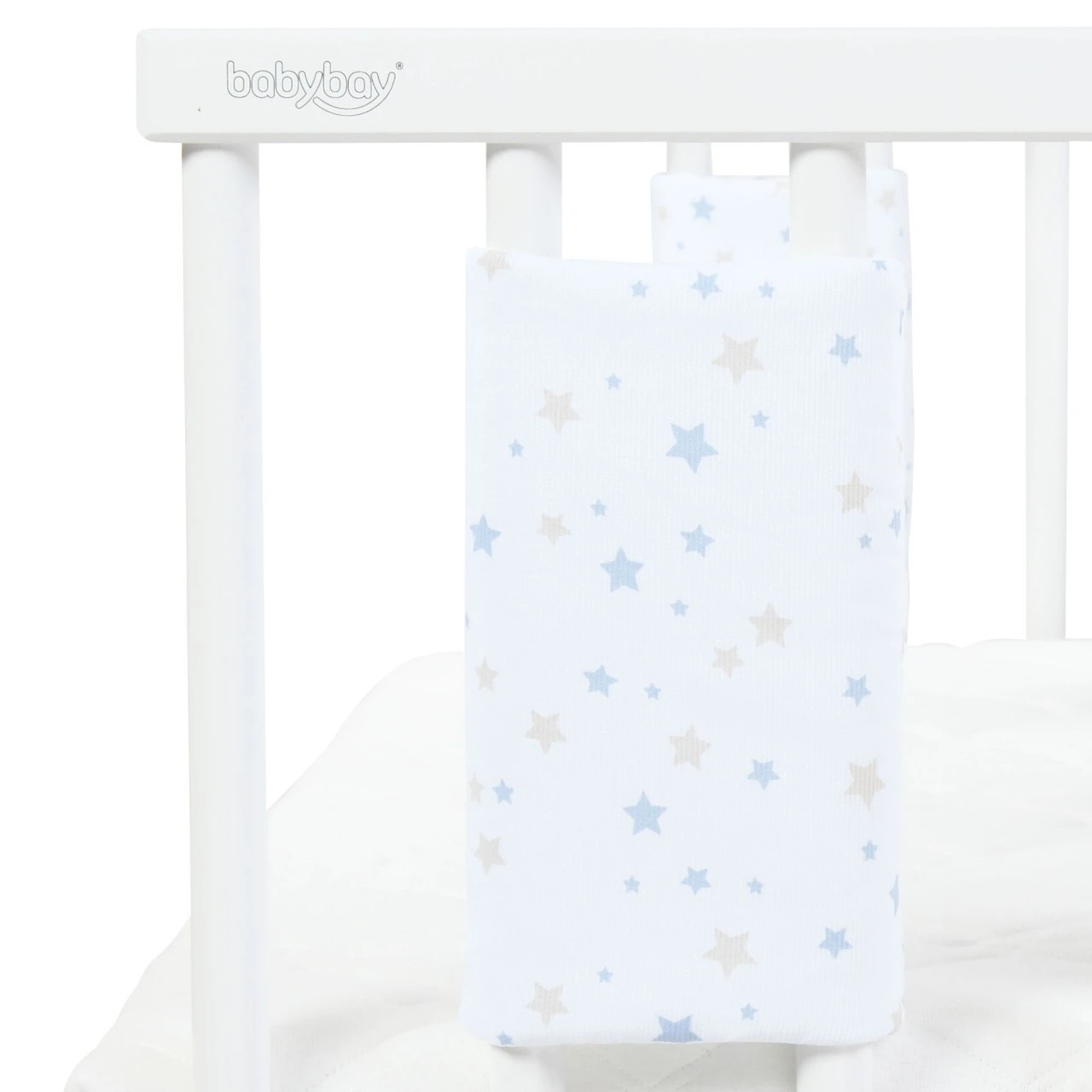 Babybay Nestchen Ultrafresh Piqué Passend Für Modell Original, Weiß Sternemix Sand/azurblau 5 Babybay Nestchen Ultrafresh Piqué Passend Für Modell Original, Weiß Sternemix Sand/azurblau – Bild 3