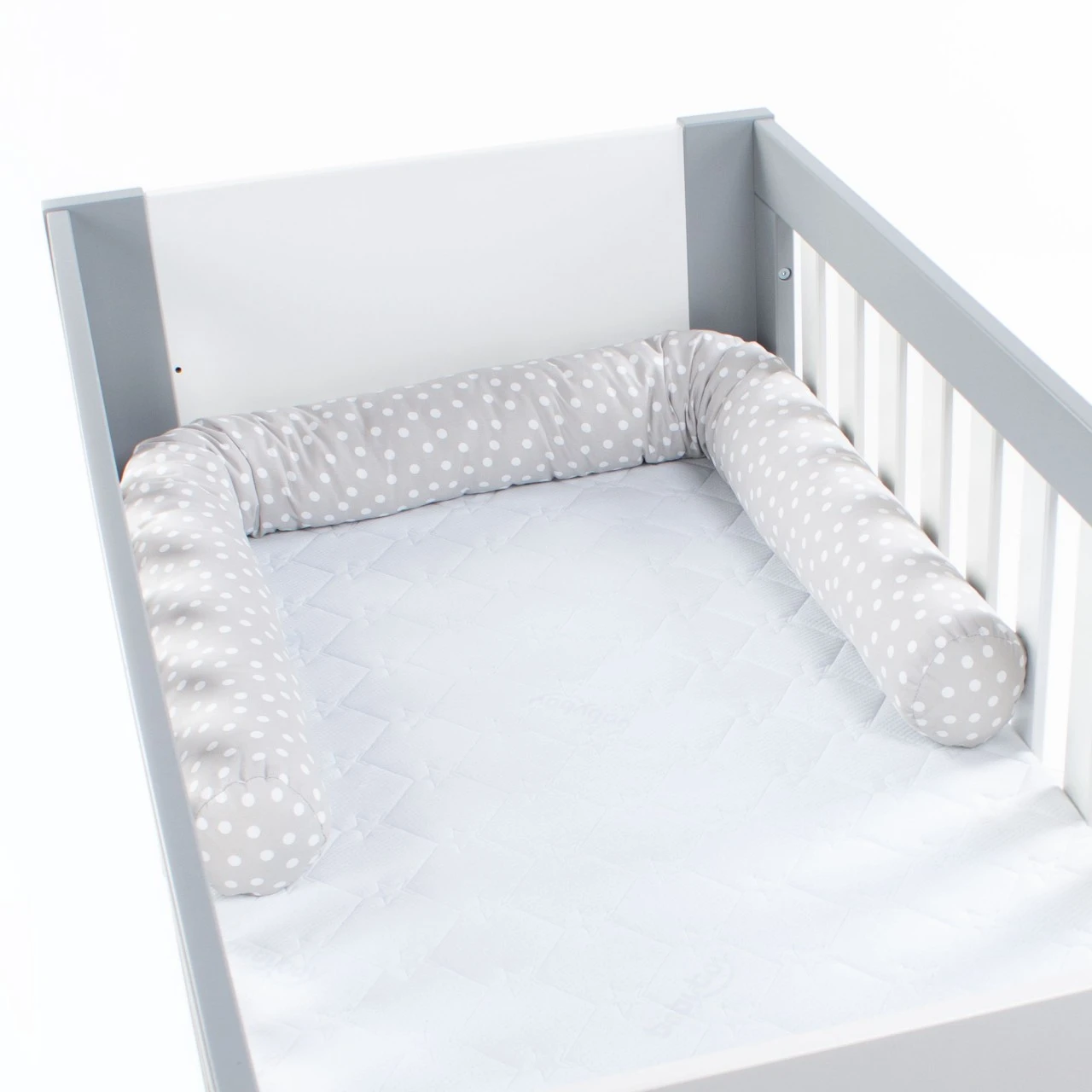 Babybay Nestchenschlange Piqué Passend Für Kinderbetten, Perlgrau Punkte Weiß 4 Babybay Nestchenschlange Piqué Passend Für Kinderbetten, Perlgrau Punkte Weiß – Bild 2