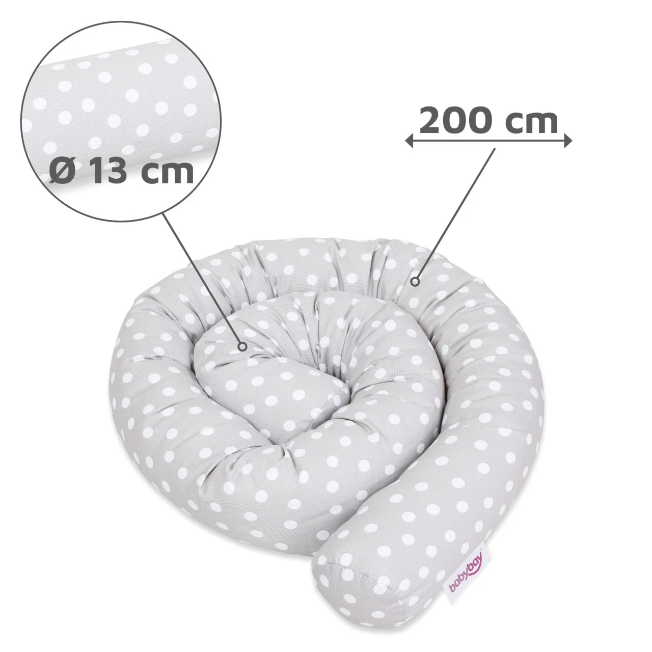 Babybay Nestchenschlange Piqué Passend Für Kinderbetten, Perlgrau Punkte Weiß 5 Babybay Nestchenschlange Piqué Passend Für Kinderbetten, Perlgrau Punkte Weiß – Bild 3